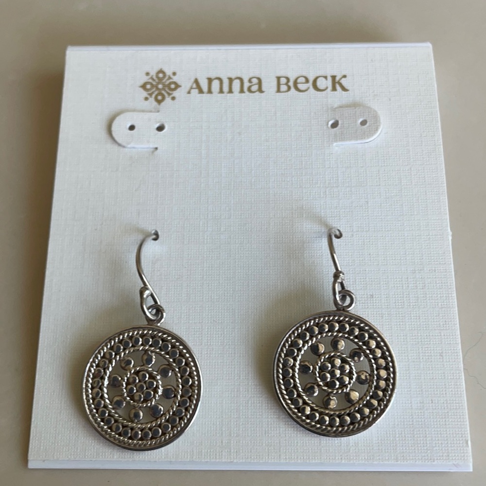 Anna Beck round sterling silver drop earrings